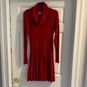 Red Cowl Neck Sweater Dress